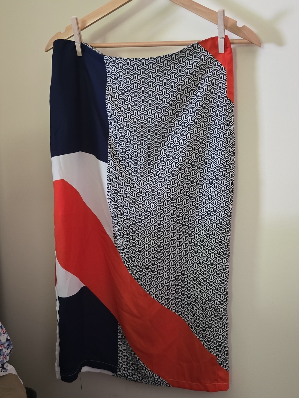 Topshop Cut About Geo Split Colorblock Red White Blue Midi Skirt 4th July Sz S 6